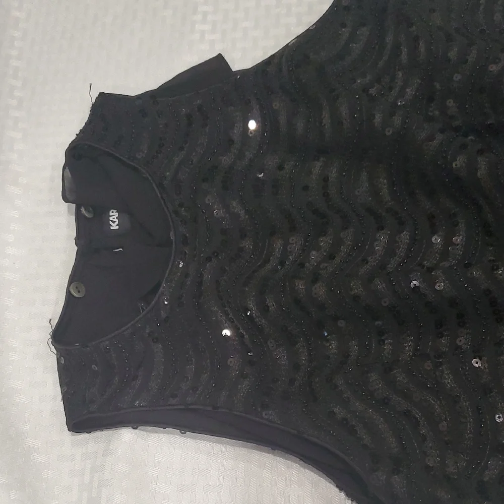 Karl Lagerfeld Black Jumpsuit with Sleeveless Design and Wide-Leg Pants Sz 6 - Picture 6 of 12